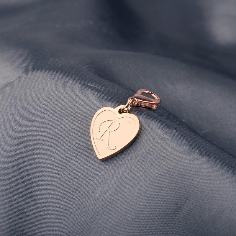 FAADBUK Initial Letter A-Z Alphabet Heart Charms for Jewelry Bracelet Keychain Necklace Initial Stainless steel Clasp Clip on Charm - Image 5